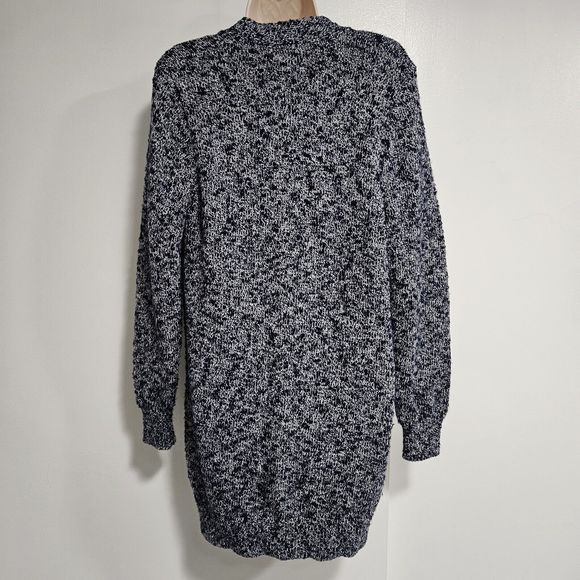 LL Bean Size M Navy Open Front Cotton Ragg Chunky Knit Cardigan Sweater 503637 - Picture 6 of 8